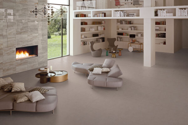Keope_Element_Design_Pav.Taupe_Parete-camino-Lux-Silver-Grey_Living_2